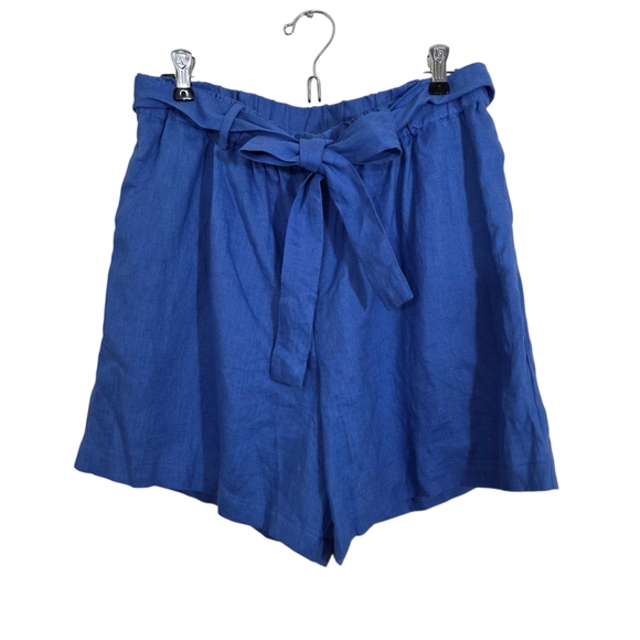 NWT Johnny Was Selma Easy Short Linen Lapis Blue Size Medium Boho Casual Summer